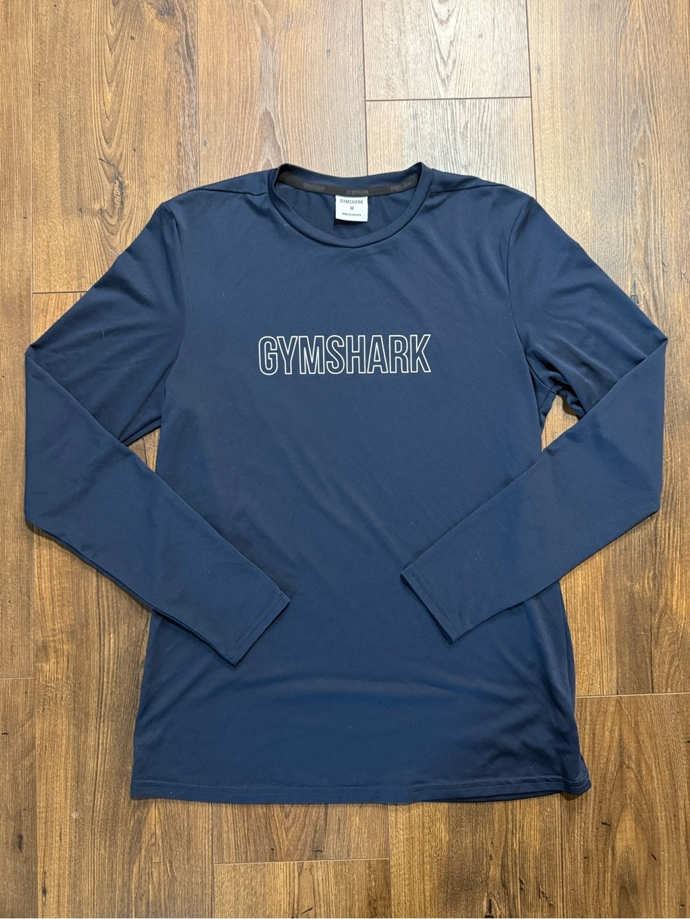 Gymshark Men’s Medium Blue Long Sleeve Performance Athletic Shirt Logo